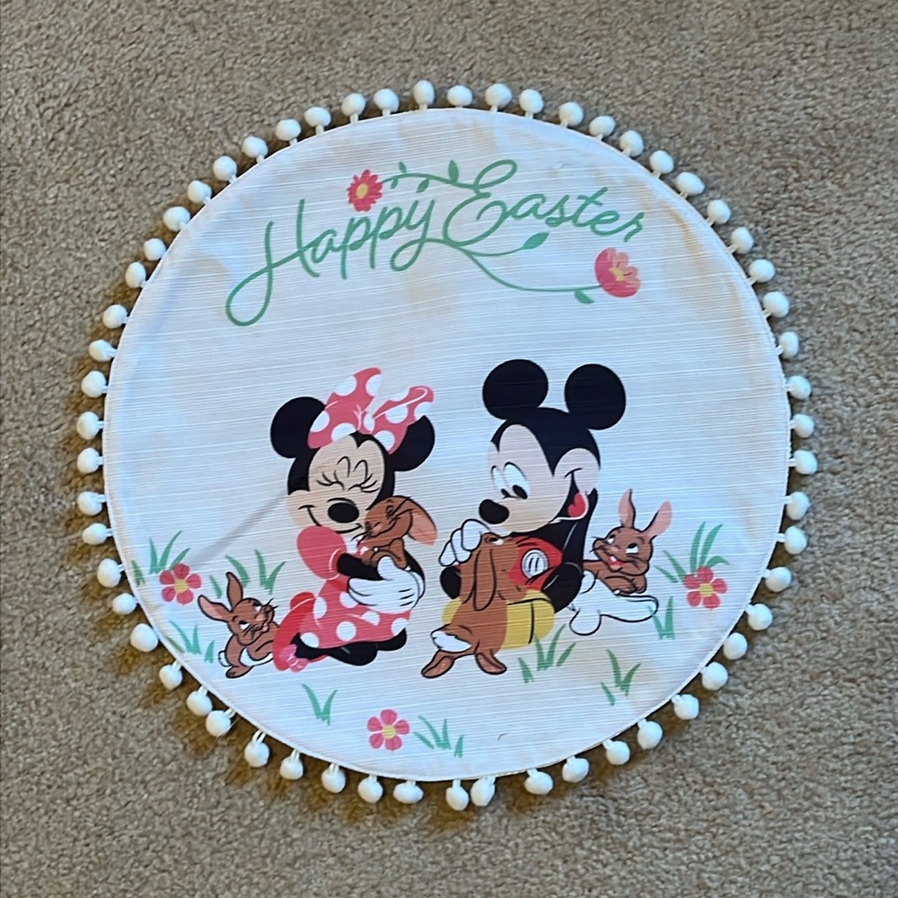 🐇Disney Mickey Minnie Mouse HAPPY EASTER 15" round placemat